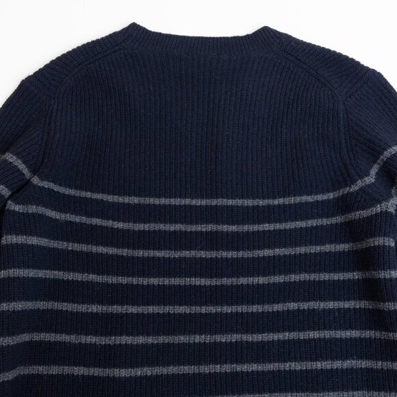 Wood Wood Wool Blend Sweater Louis Jumper Double A Navy Striped Made in Italy - Picture 12 of 14